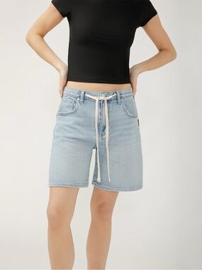 Silver Jeans Denim Bermuda Shorts with Drawstrings